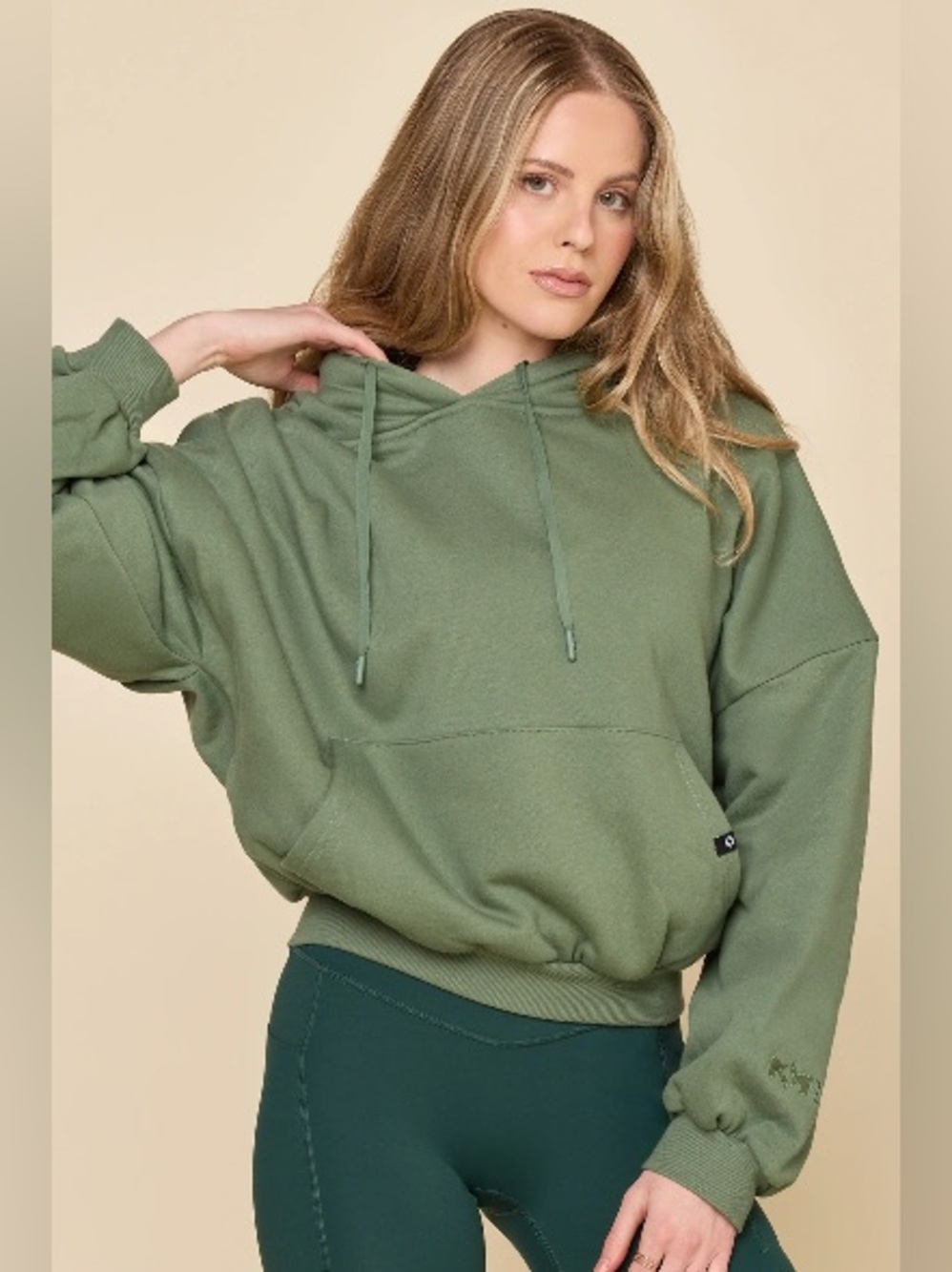 POPFLEX Olive Green Cropped Hoodie